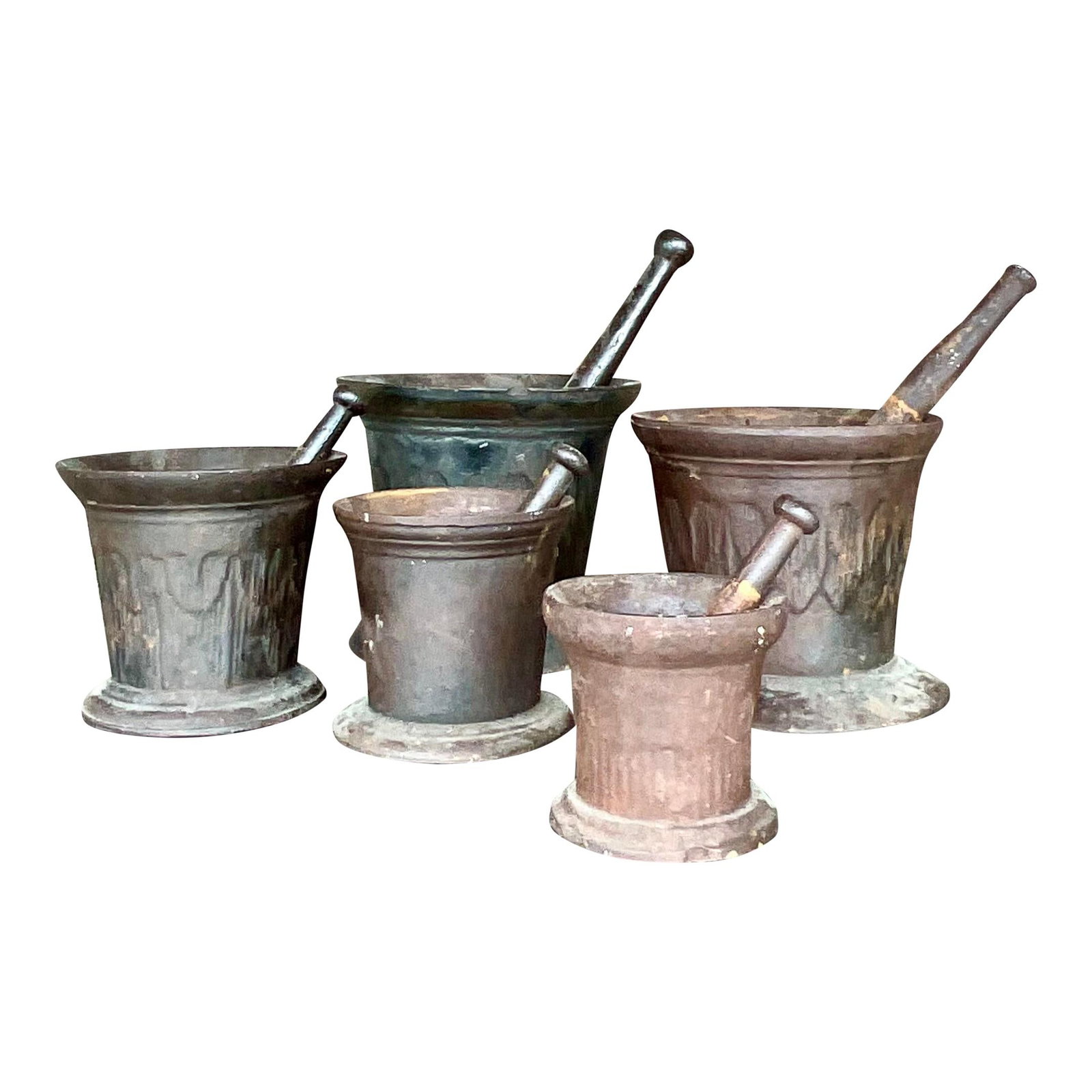 Vintage Boho Wrought Iron Mortar and Pestle Set of 5 (1 of 8)