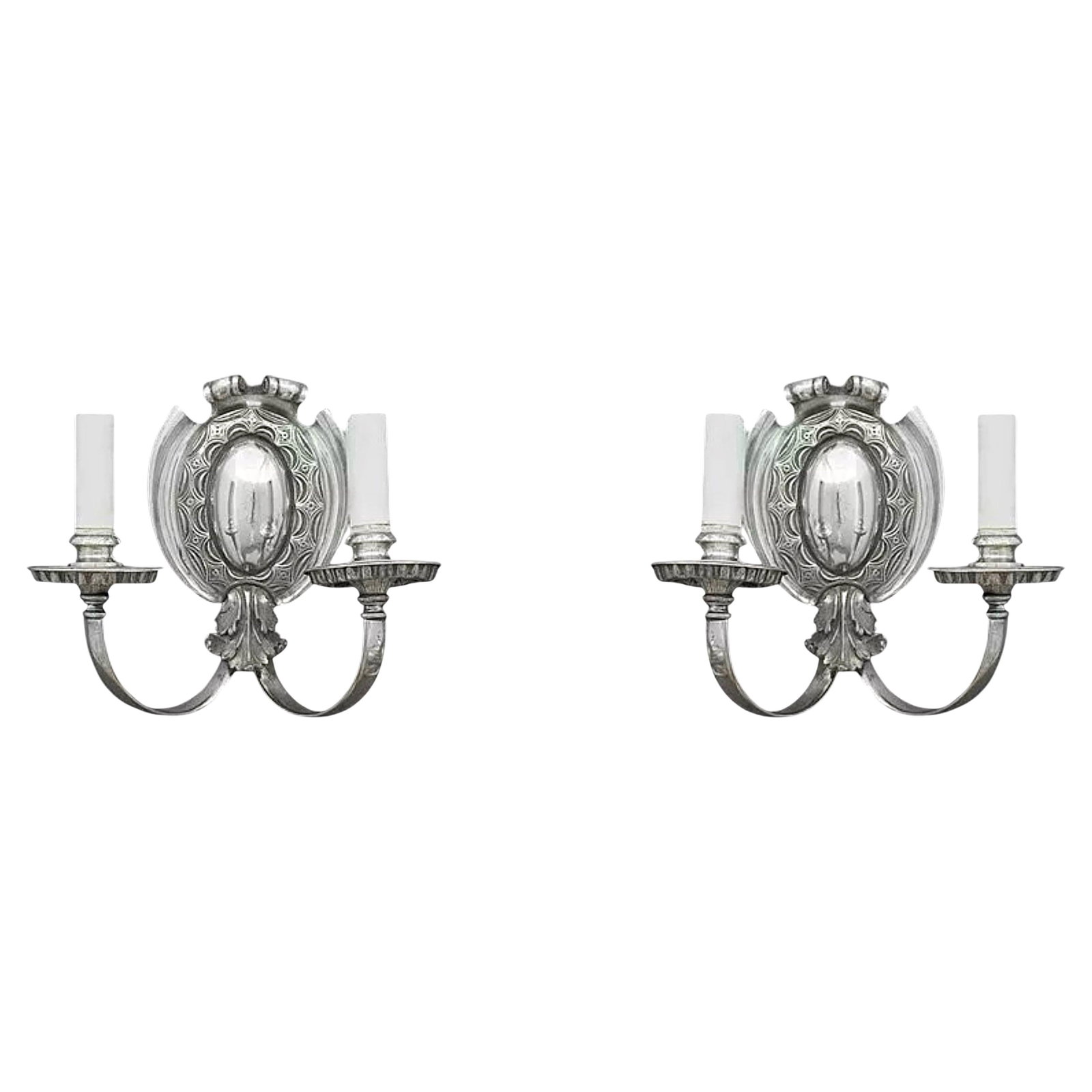 Set of 2 Regency Style Silvered Bronze Two-Arm Wall Sconces (1 of 5)