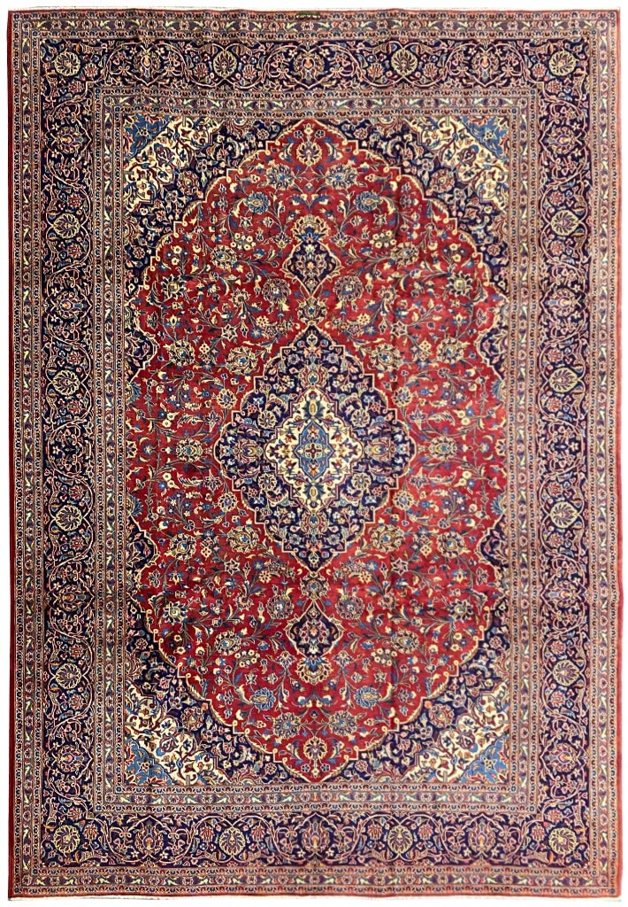 Elegant 9.10 x 13.5 Persian Kashan Rug for Sophisticated Interiors: Elegant 9.10 x 13.5 Persian Kashan Rug for Sophisticated Interiors Free continental US Shipping Enhance your living space with this exquisite 9.10 x 13.5 Classic Traditional Persian Kashan Rug. Featur