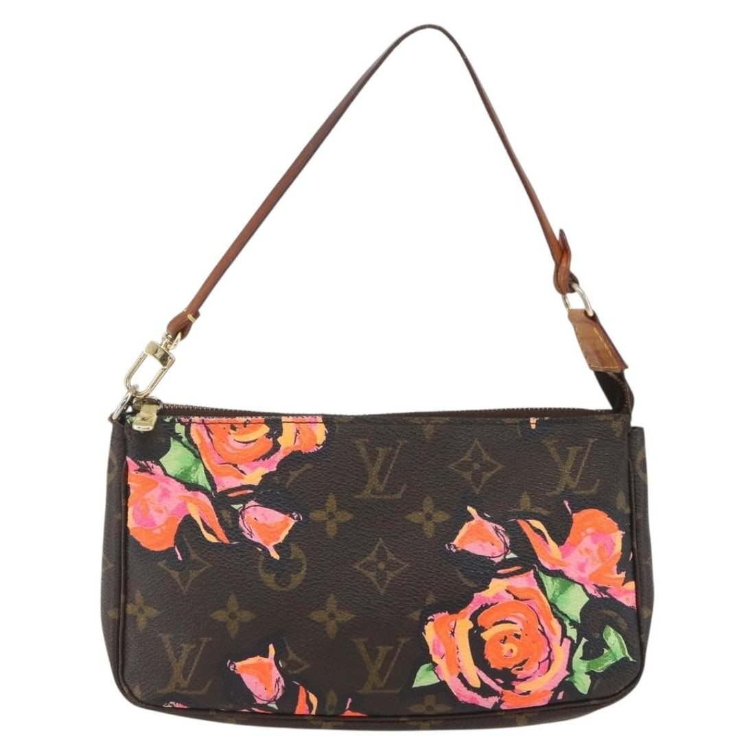 Limited Edition Louis Vuitton Monogram Roses Canvas Pochette Accessoires: Limited Edition Louis Vuitton Monogram Roses Canvas Pochette Accessoires This Louis Vuitton Pochette Accessoires Limited Edition features the iconic Monogram Roses design on brown canvas, tailored for