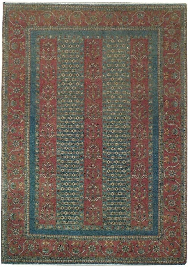 Handwoven 4.6x6.4 Deep Aqua Vegetable Dyed Chobi Rug (1 of 6)