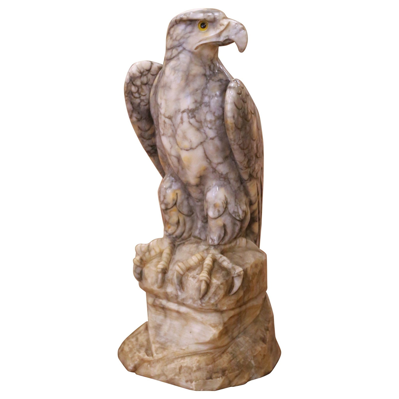 French Variegated Marble Eagle Statue with Glass Eyes Circa 1880 (1 of 7)
