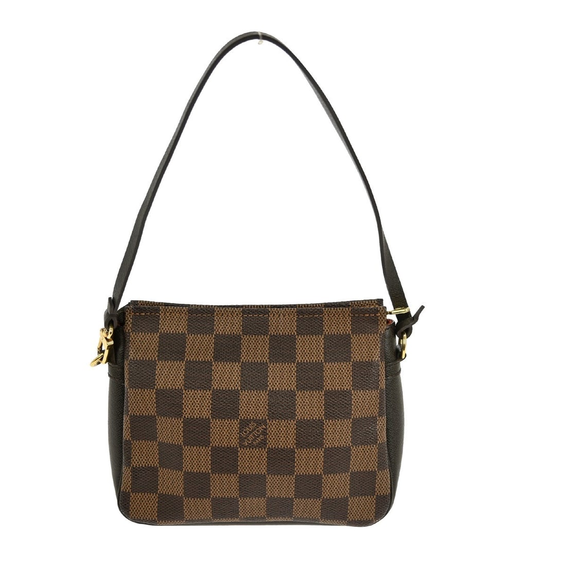 Louis Vuitton Damier Canvas Cosmetic Pouch Trousse Model Brown: Louis Vuitton Damier Canvas Cosmetic Pouch Trousse Model Brown This Louis Vuitton Trousse Make Up Bag features the iconic Damier canvas in brown. Designed for women, it has a compact and practical sha