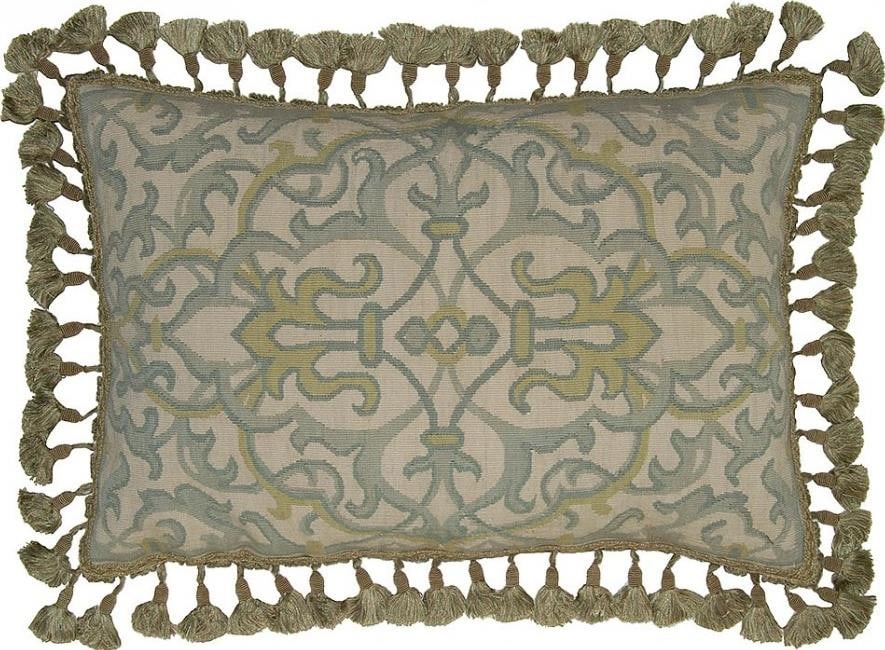 Provence Home Aubusson Style Olive Green Velvet Throw Pillow 16 x 24 (1 of 1)