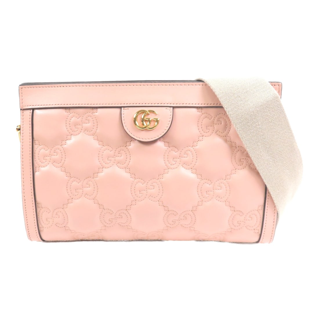 Gucci GG Matelasse Pink Lambskin Shoulder Bag with Gold Hardware: Gucci GG Matelasse Pink Lambskin Shoulder Bag with Gold Hardware This GUCCI GG Matelasse shoulder bag is crafted from pink lambskin leather and features gold-tone hardware. Made in Italy, the bag offe