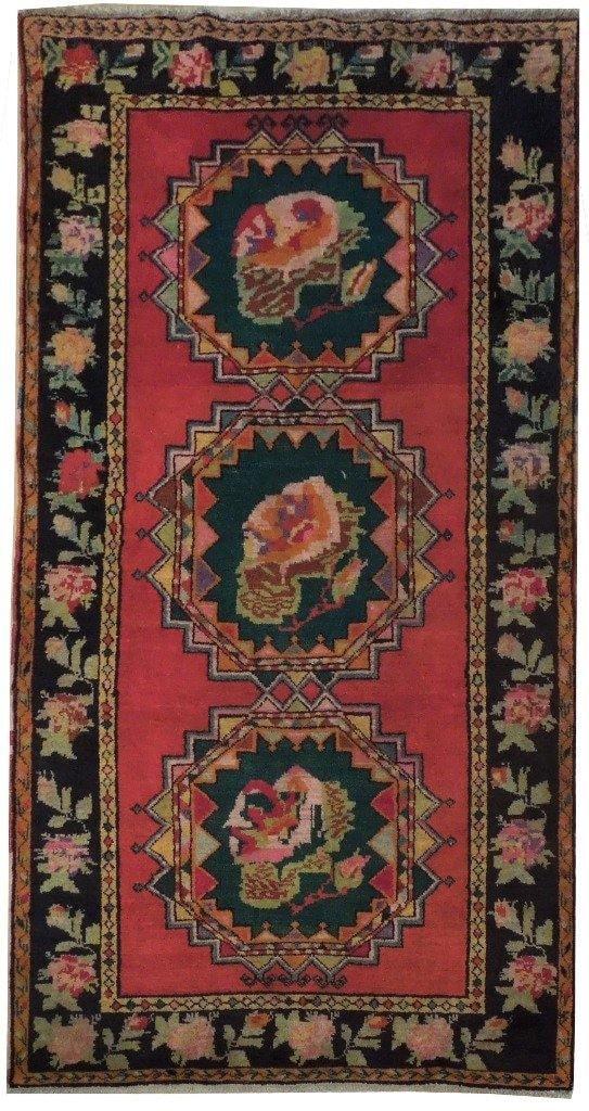 4'9" x 9' Red Orange Antique Kazak Rug Handmade Wool (1 of 6)