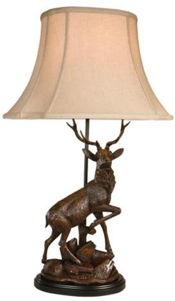 USA Rustic Lodge Right-Facing Deer Table Lamp 34in Hand-Cast Resin (1 of 1)