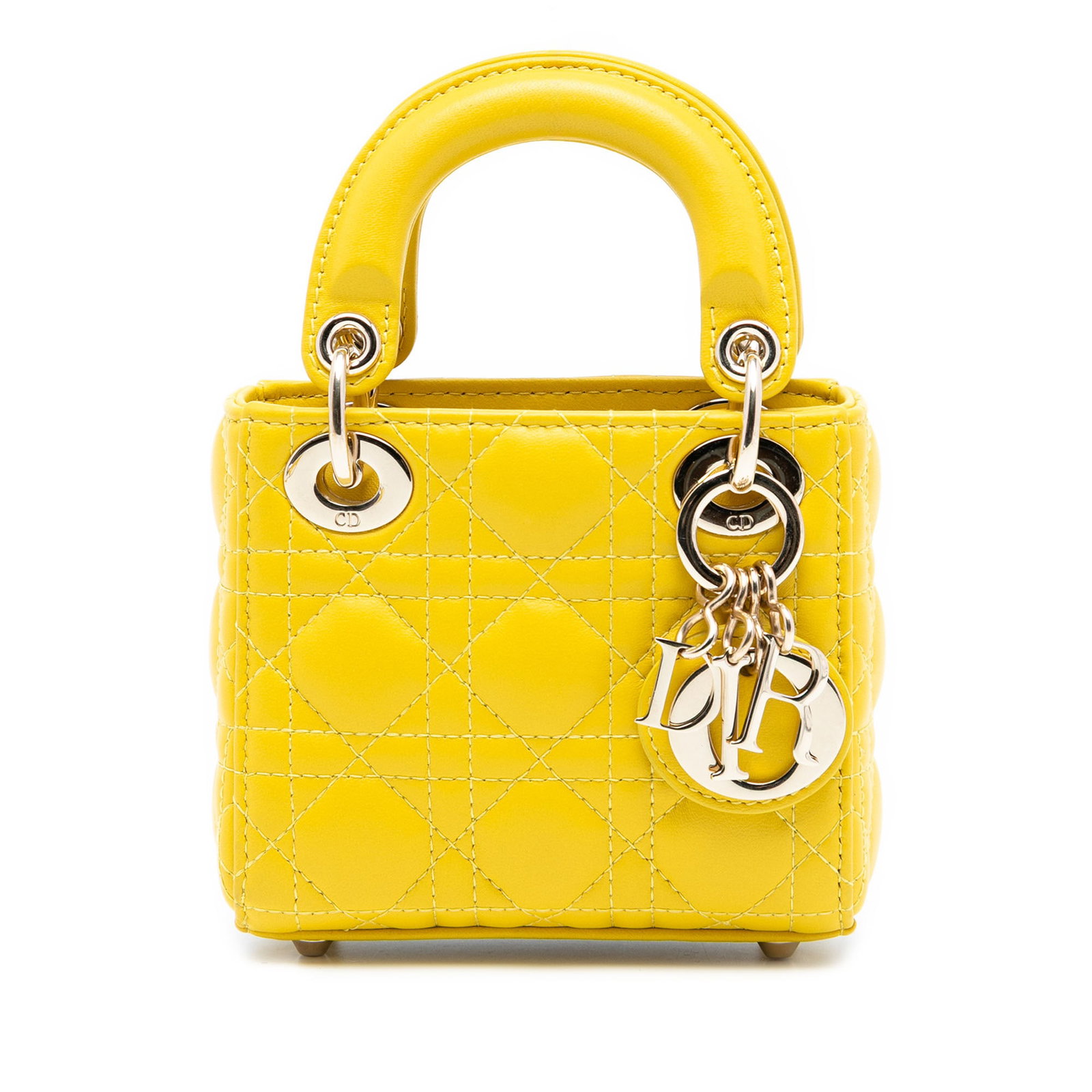 Dior Lady Dior Micro Bag Quilted Yellow Lambskin with Cannage Pattern (1 of 7)