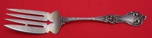 Sterling Silver 8 5/8 Inch Majestic Pattern Cold Meat Fork: Sterling Silver 8 5/8 Inch Majestic Pattern Cold Meat Fork This large cold meat fork is crafted in sterling silver and features the Majestic pattern by Alvin. Measuring 8 5/8 inches, it is designed fo