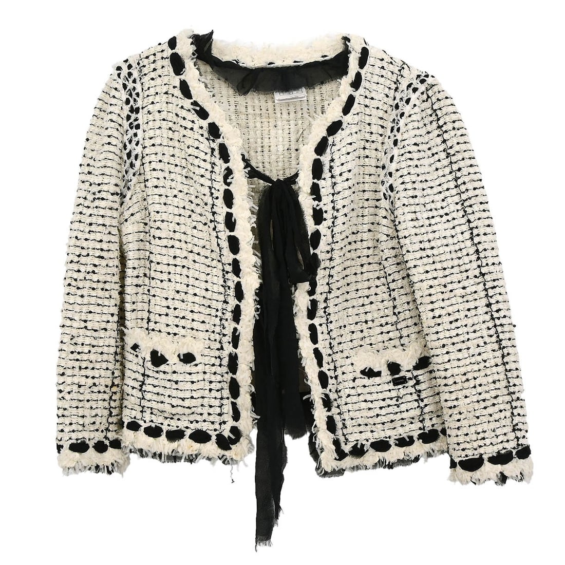 White Collarless Mid-Length Jacket Chanel Size 40 05P Collection (1 of 12)