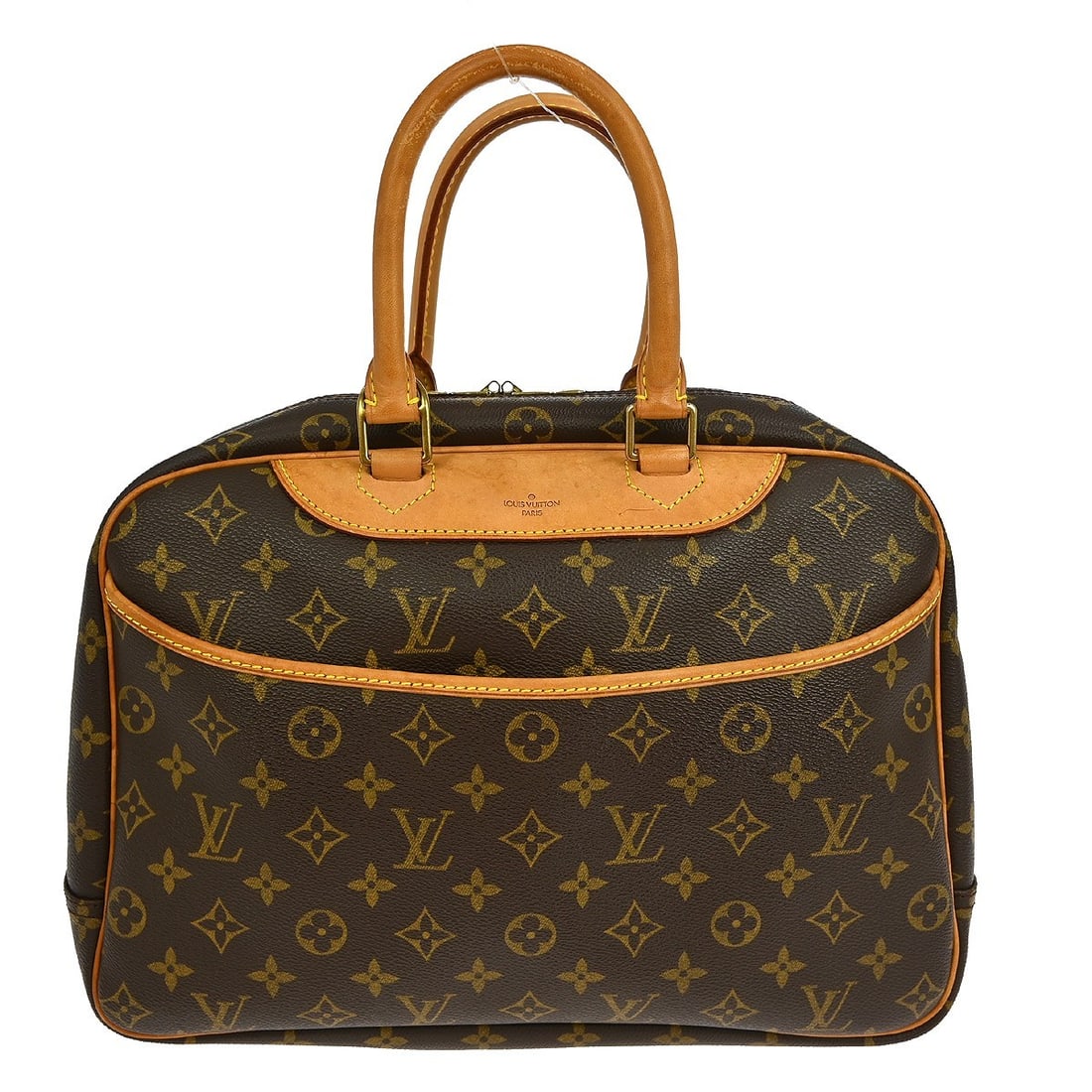 Louis Vuitton Deauville Monogram Canvas Medium Bowling Handbag M42270: Louis Vuitton Deauville Monogram Canvas Medium Bowling Handbag M42270 This Louis Vuitton Deauville Bowling Handbag features the iconic monogram canvas leather exterior with beige double handles and a