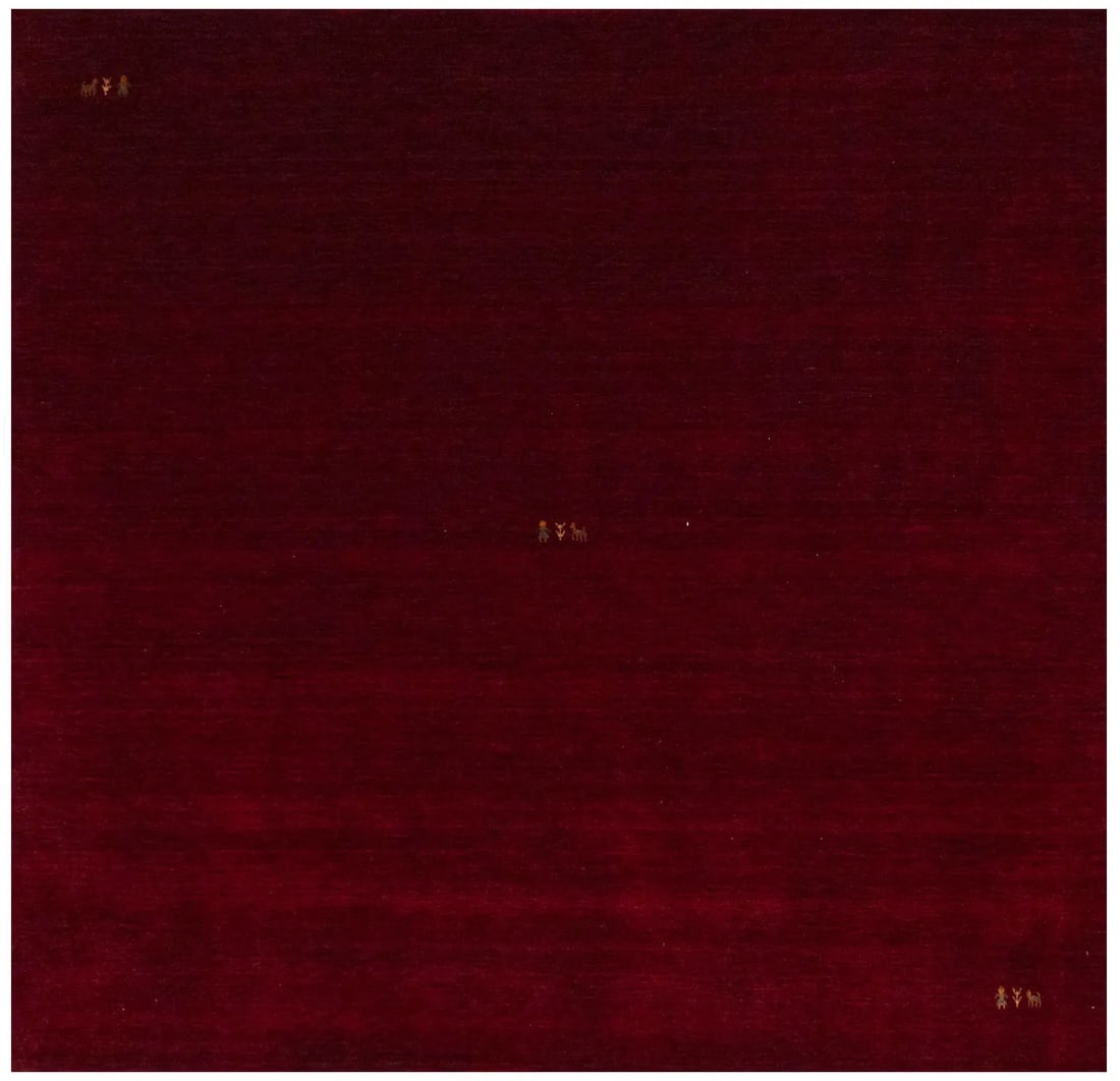 Maroon Red Hand-Loomed Wool Gabbeh Rug Square 8'2 x 8'0 Modern Design (1 of 12)