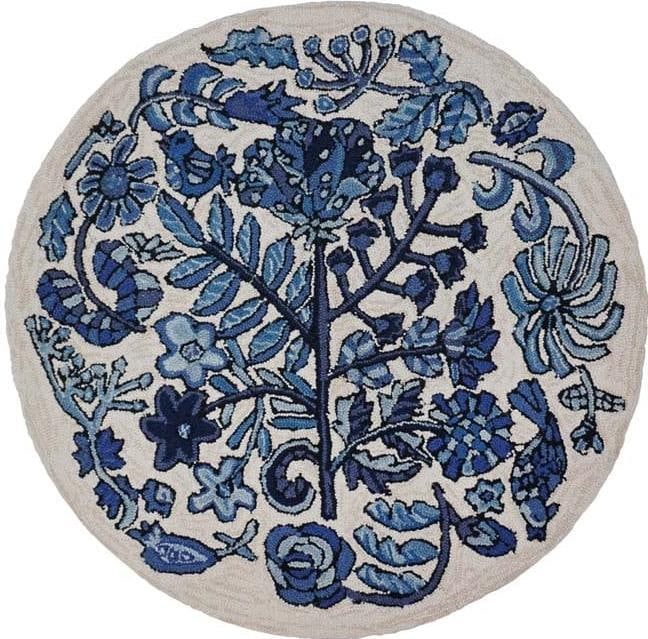 Elegant 100% Wool Hand-Hooked Floral Rug 96 x 120 Inches (1 of 2)