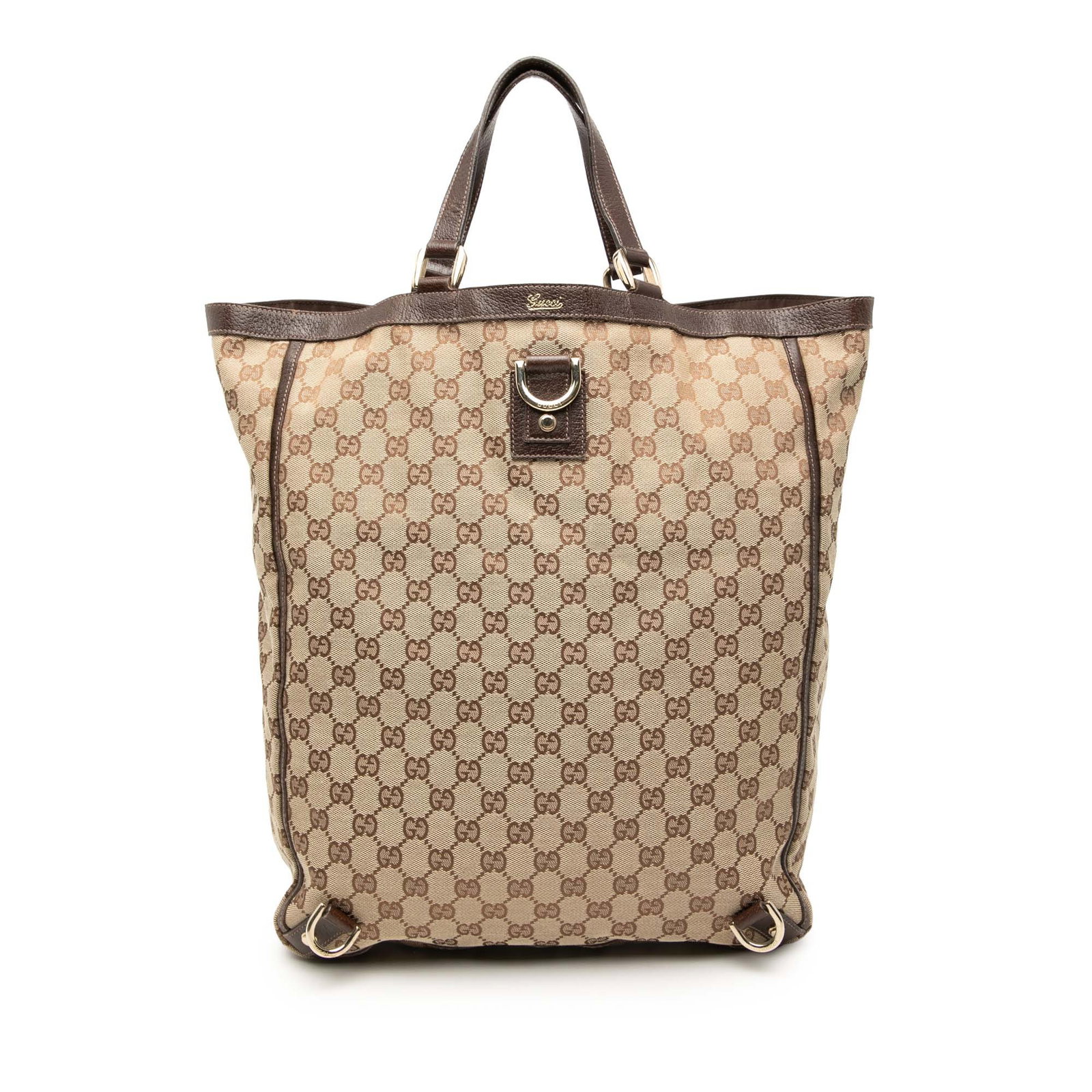 Brown Gucci Abbey D Ring GG Canvas Tote Bag with Leather Trim (1 of 7)