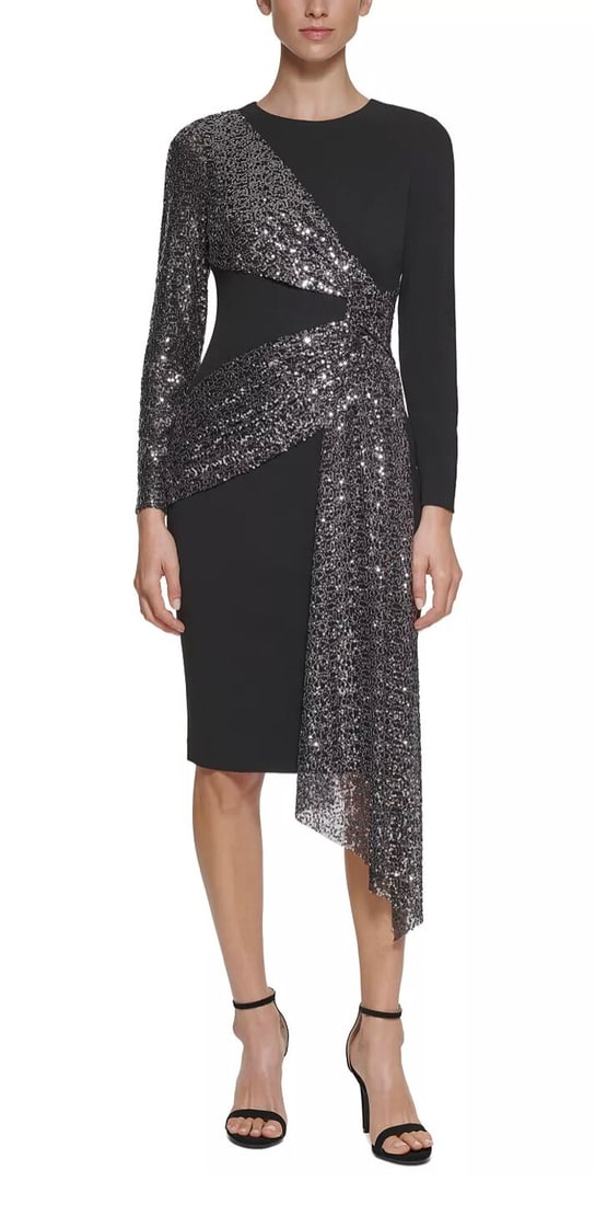 Eliza J Black Petite Sash Sheath Dress 10P New With Tags (1 of 4)