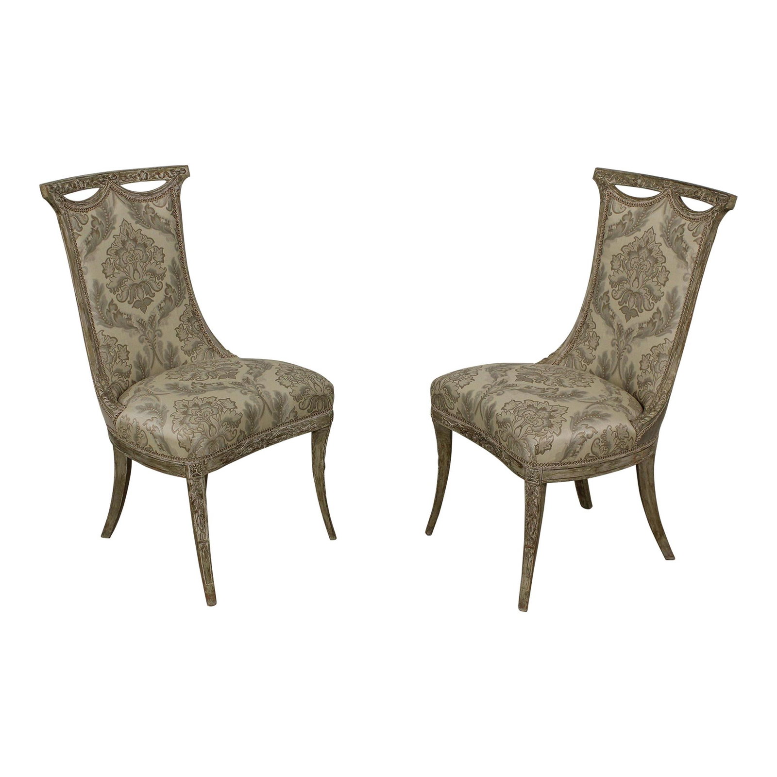 Vintage 1950s French Regency Paint Decorated Fireside Chairs (1 of 10)