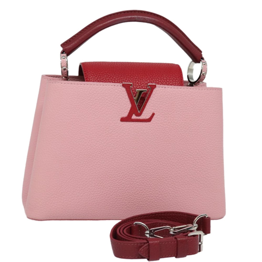 Louis Vuitton Capucines BB Red Pink Leather Handbag with Strap and Dust Bag (1 of 18)