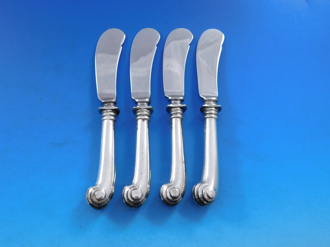 Tuttle Onslow Sterling Silver Butter Spreader Set of 4 pcs 5 7/8" (1 of 3)