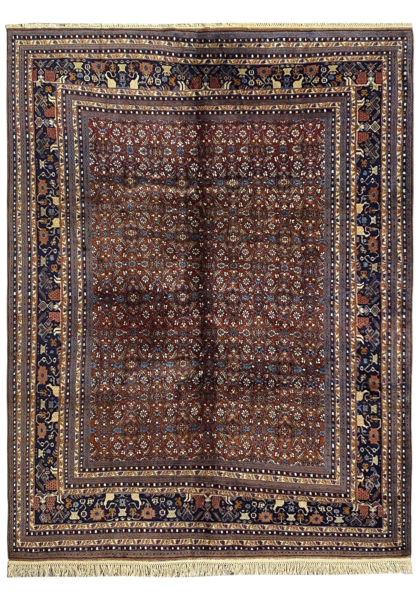 Persian Lilihan Tribal Hand-Knotted Wool Rug 4.0 x 7.0 ft Iran 1980s: Persian Lilihan Tribal Hand-Knotted Wool Rug 4.0 x 7.0 ft Iran 1980s Free continental US Shipping This authentic Persian Tribal Lilihan rug is expertly hand-knotted in Iran using high-quality natural
