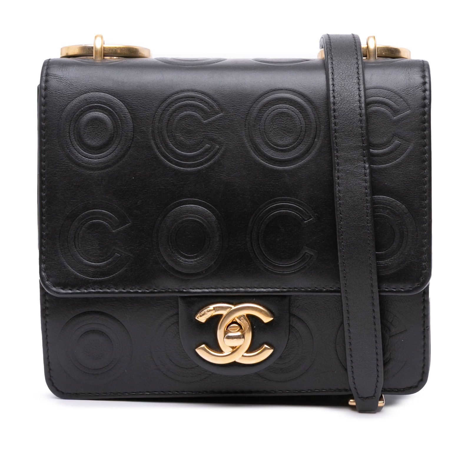 Chanel Mini Square Calfskin Coco Flap Crossbody Bag Black (1 of 10)