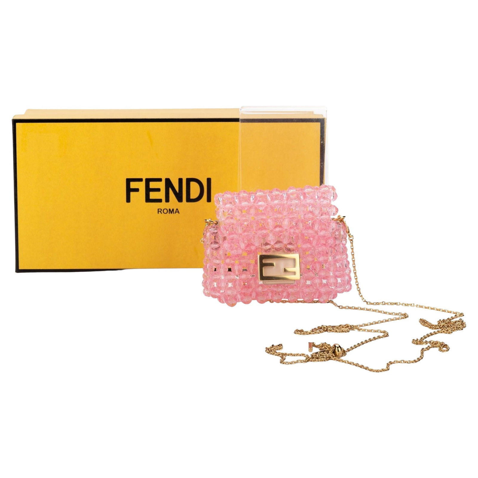 Fendi Pink Beads Pico Baguette AirPods Holder with Gold Hardware (1 of 8)