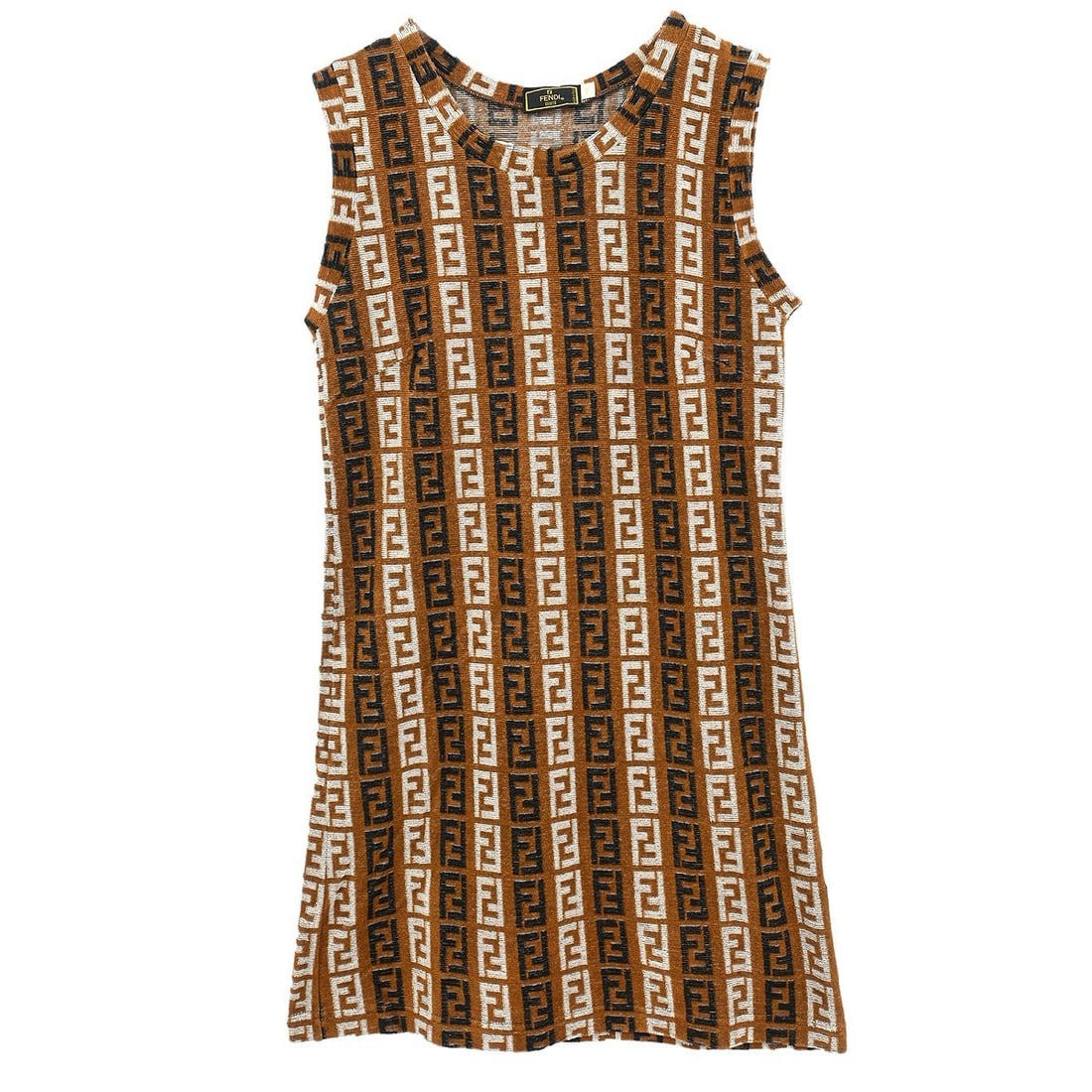 Fendi Sleeveless Pencil Dress Brown Black White #44 Italy (1 of 10)