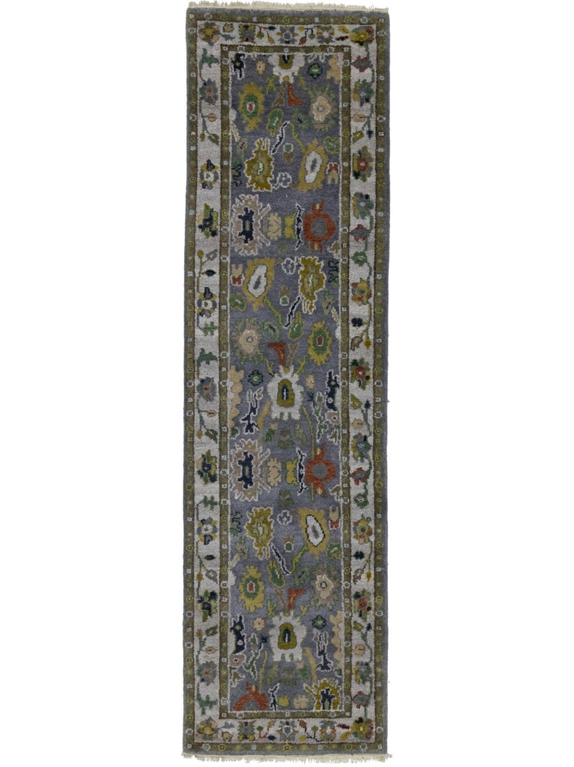 Handmade Osh Chobi Floral Runner Rug Wool 2'7 x 9'7 Modern Design: Handmade Osh Chobi Floral Runner Rug Wool 2'7 x 9'7 Modern Design Enhance your space with this exquisite Handmade Osh Chobi Floral Runner Rug, expertly crafted in India. This stunning rug features a h