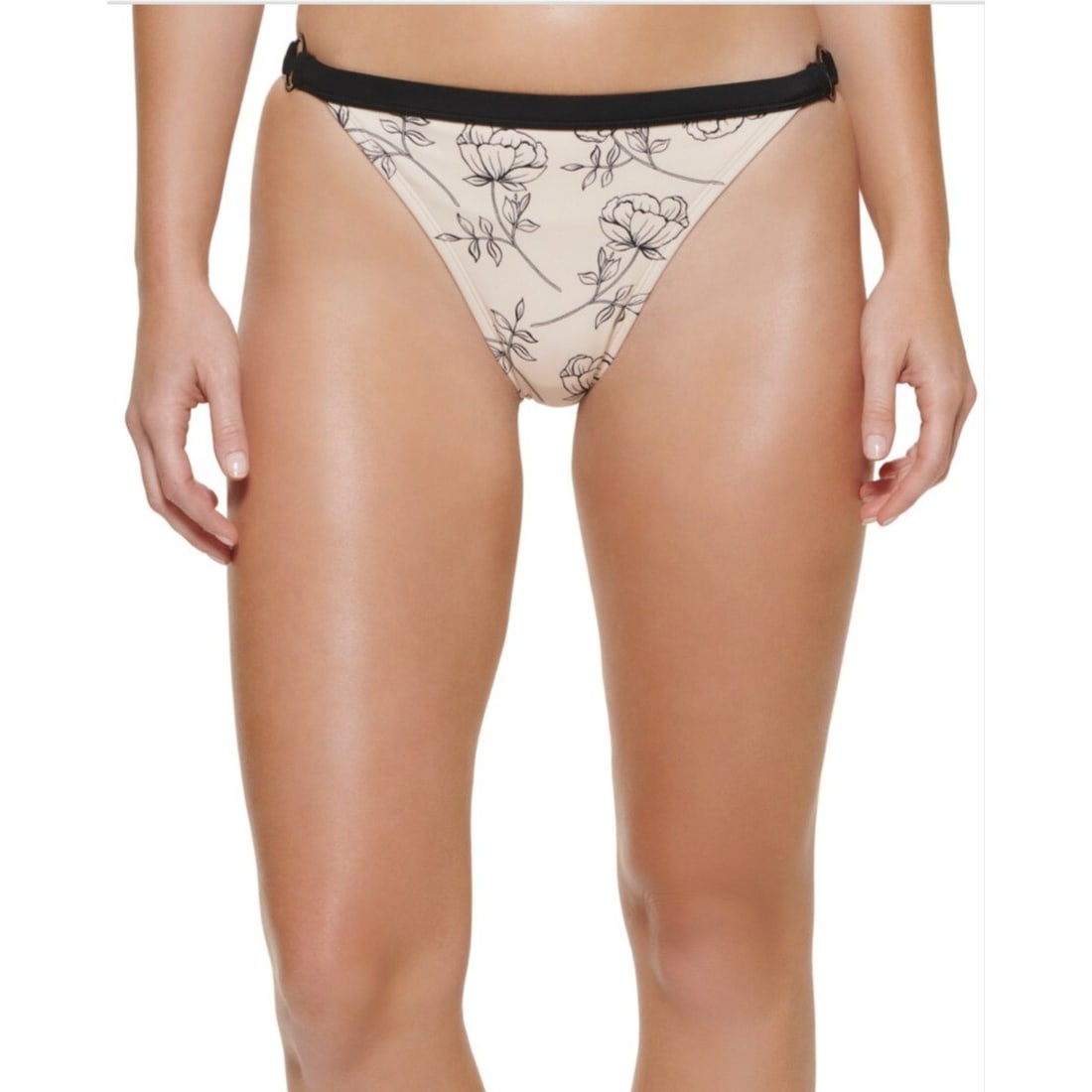 Calvin Klein Floral Logo Ring Bikini Bottoms Women's Size L (1 of 1)
