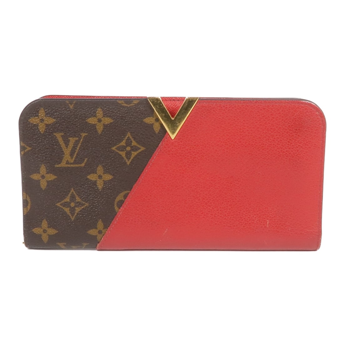 LOUIS VUITTON Kimono Long Wallet M56174 Monogram Brown Red (1 of 18)