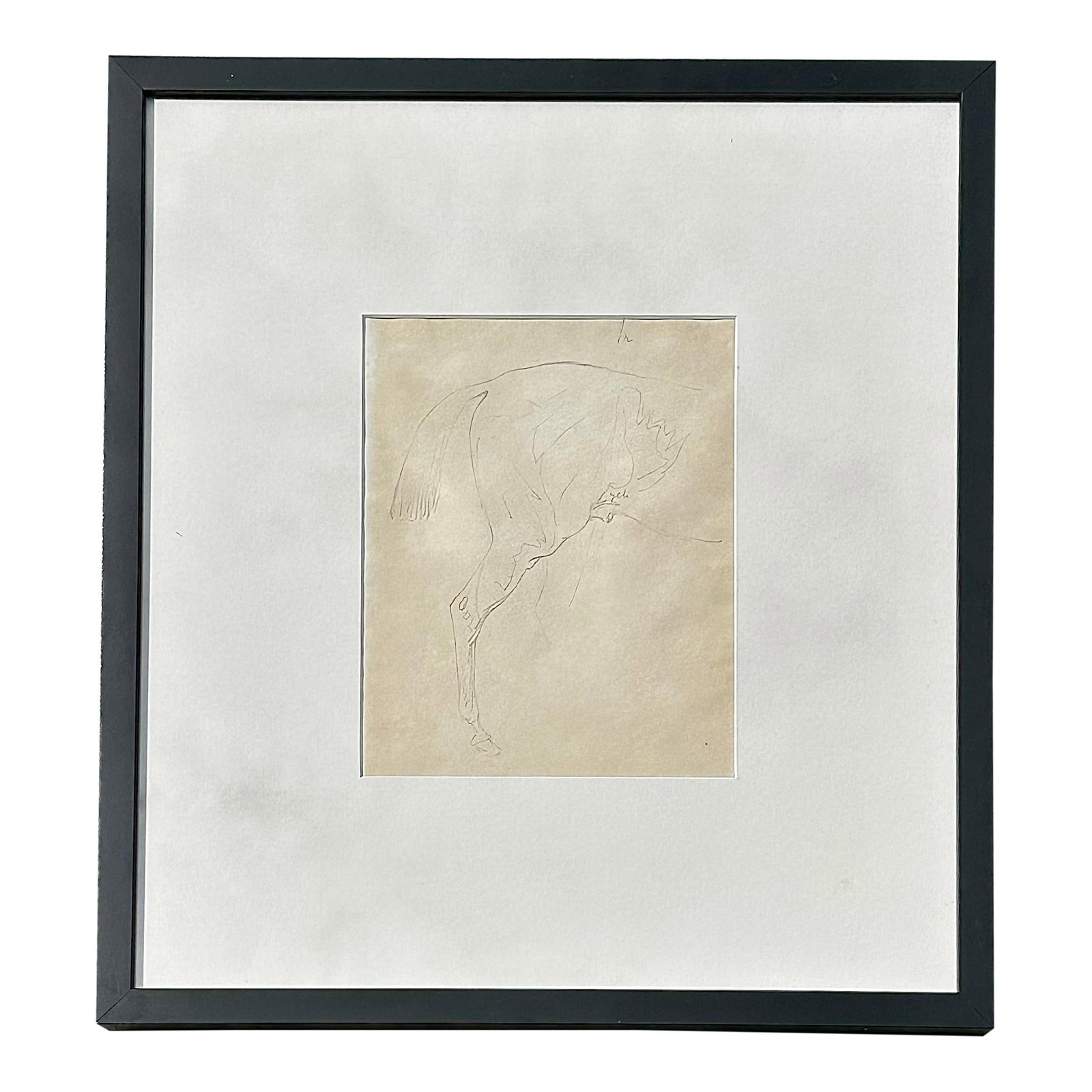 Framed Vintage Horse Hind Legs Sketch Pencil Art: Framed Vintage Horse Hind Legs Sketch Pencil Art This exquisite vintage sketch features the hind legs of a horse, beautifully rendered in pencil on paper. The artwork is framed and comes with protecti
