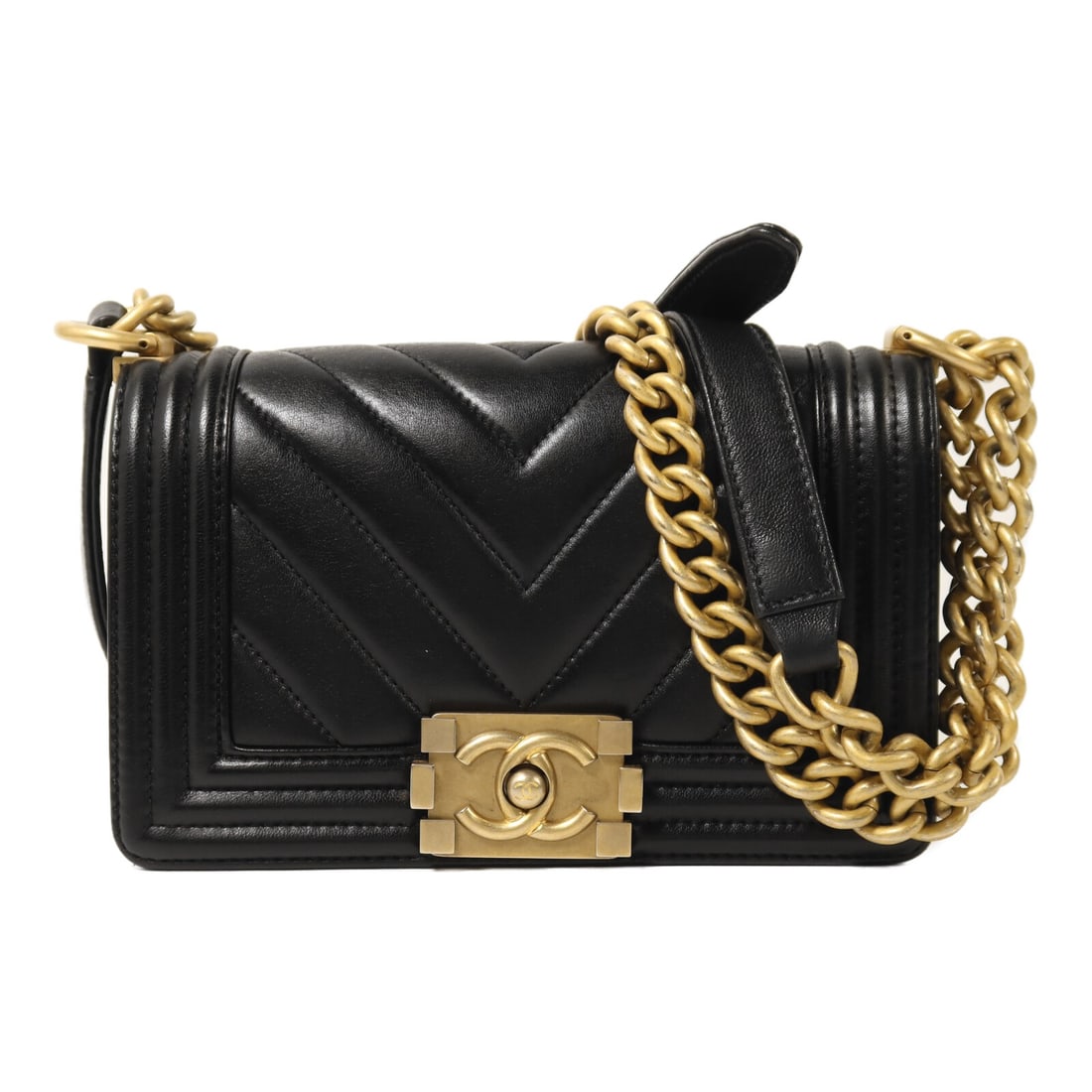 Chanel Boy 20 Shoulder Bag Black Lambskin with Gold Hardware (1 of 15)
