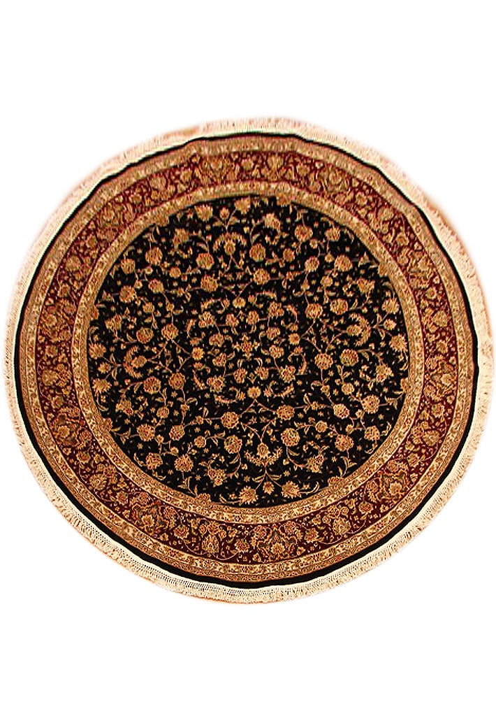 8 x 8 Black Hand Woven Wool and Silk Fine Quality Rug: 8 x 8 Black Hand Woven Wool and Silk Fine Quality Rug Free continental US Shipping This 8 x 8 foot hand woven rug features a luxurious blend of fine quality wool and silk, offering both durability and