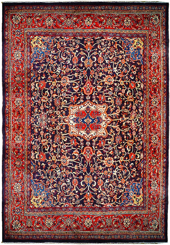 9'4" x 12'8" Blue Semi Antique Persian Mahal Kord Bijar Rug (1 of 6)