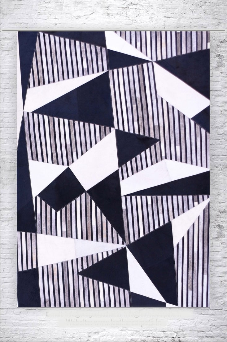 Geometric Prism Patchwork Cowhide Leather Carpet Jewel Tones 3ft x 5ft (1 of 1)