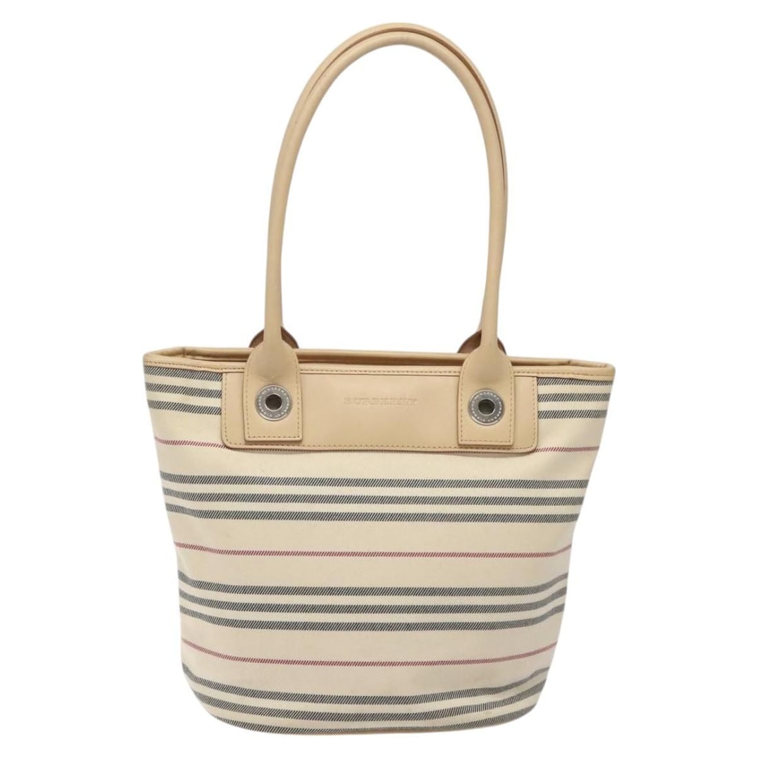 Beige Canvas Nova Check Tote with Leather Trim by Burberry: Beige Canvas Nova Check Tote with Leather Trim by Burberry This Burberry Nova Check Tote features a signature beige canvas exterior accented with leather trim. Designed for women, the tote is crafted 