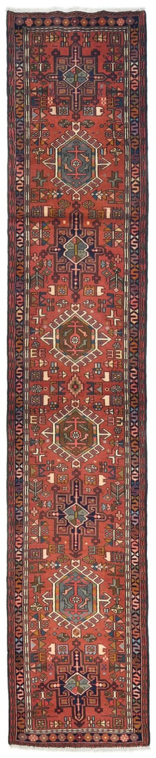 Vintage Handmade Red Tribal Geometric Runner Rug 2'6 x 12'4 Wool (1 of 12)