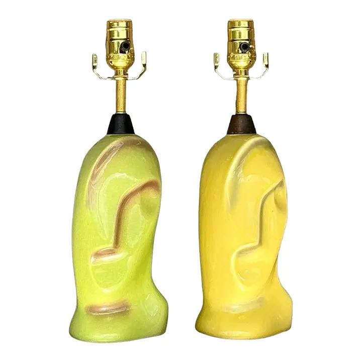 Mid-Century Modern Heifetz Yellow Glazed Ceramic Lamps Pair (1 of 10)
