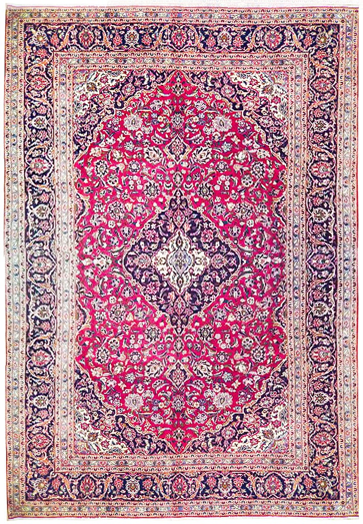 Large 9.9 x 14.8 Red Semi-Antique Persian Kashan Rug Handmade in Iran (1 of 6)
