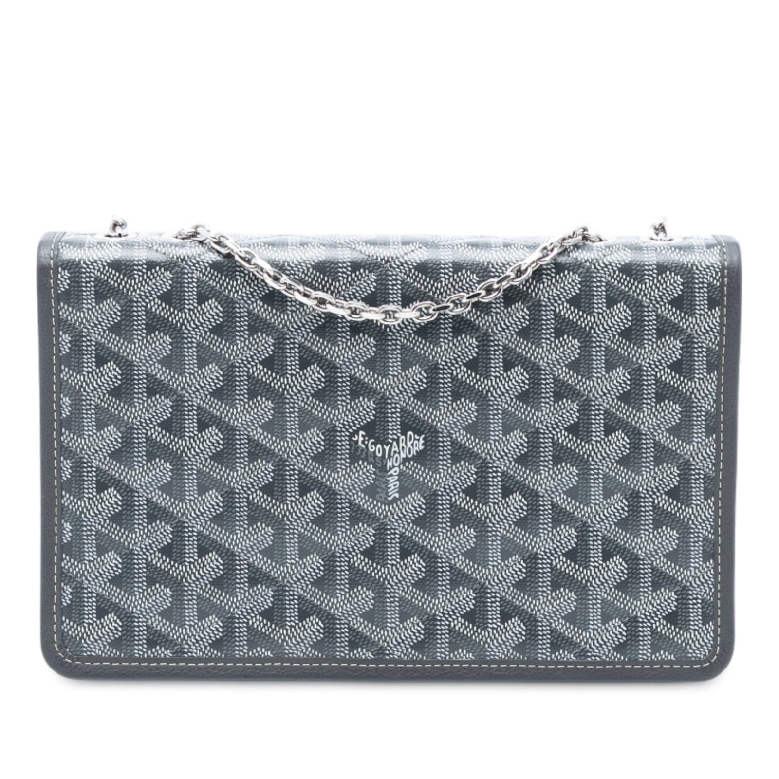 Goyard Goyardine Alexandre III Gray Chain Strap Flap Shoulder Bag: Goyard Goyardine Alexandre III Gray Chain Strap Flap Shoulder Bag The Goyardine Alexandre III is a stylish bag crafted from coated canvas with leather trim. It features chain straps, a front flap with