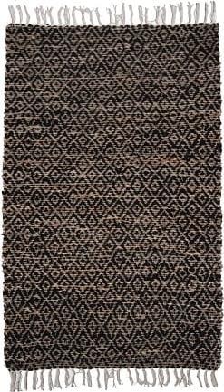 Handcrafted Black and Beige Diamond Pattern Hemp Rug 6x10 (1 of 1)