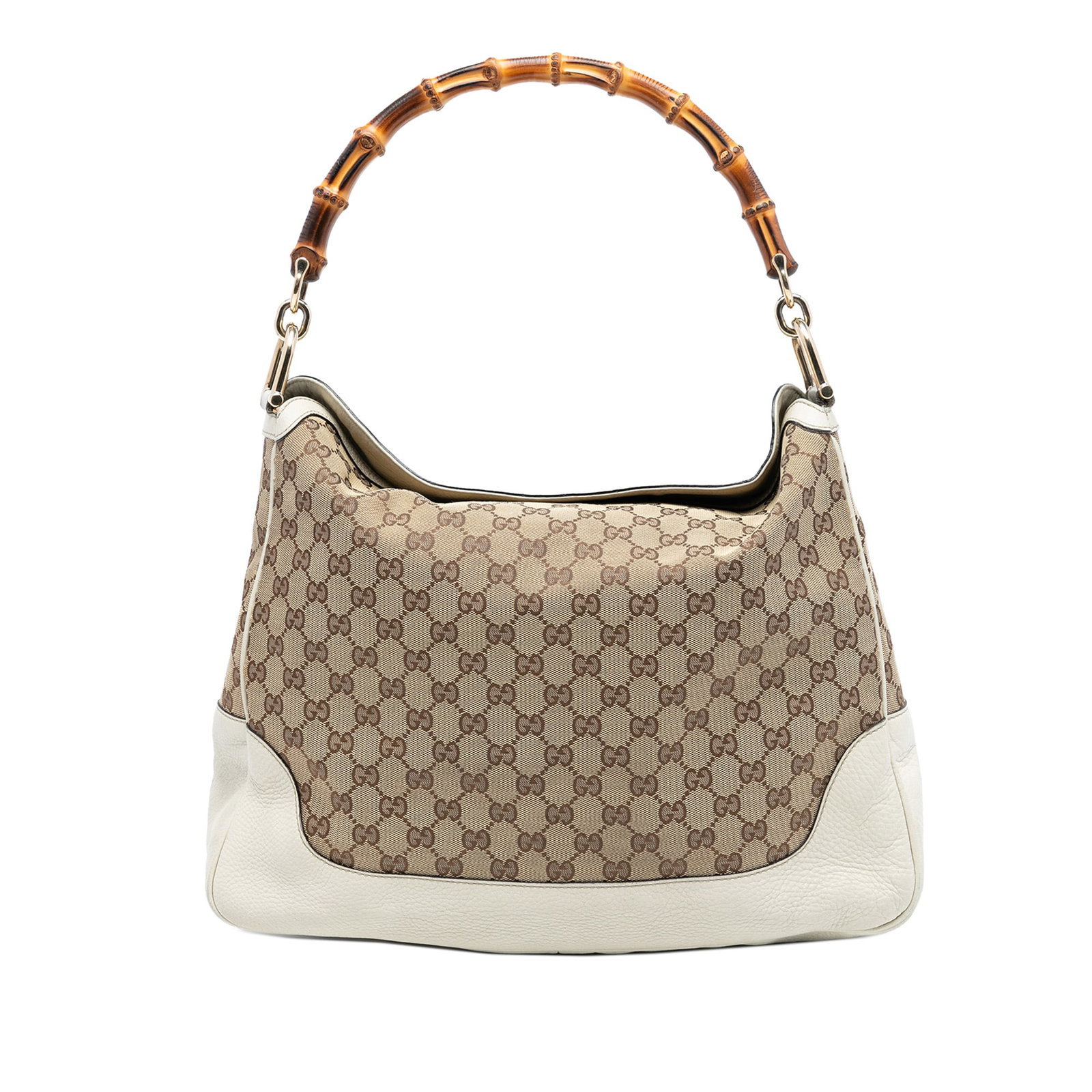 Gucci Diana Bamboo Handle GG Canvas Satchel Bag Beige Leather Trim (1 of 7)