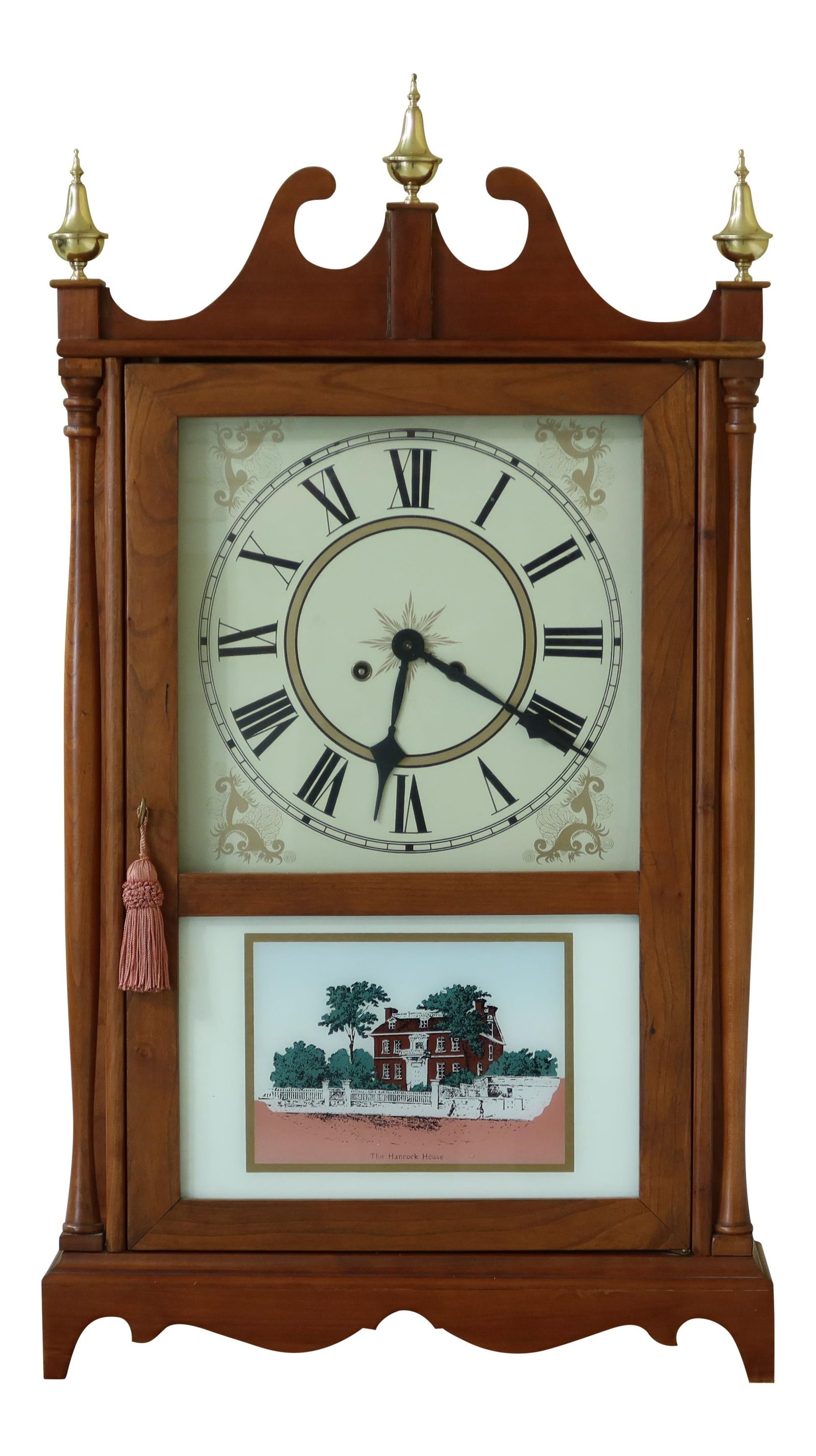 Pillar & Scroll Cherry Clock with German Movement and Hancock House Panel (1 of 9)