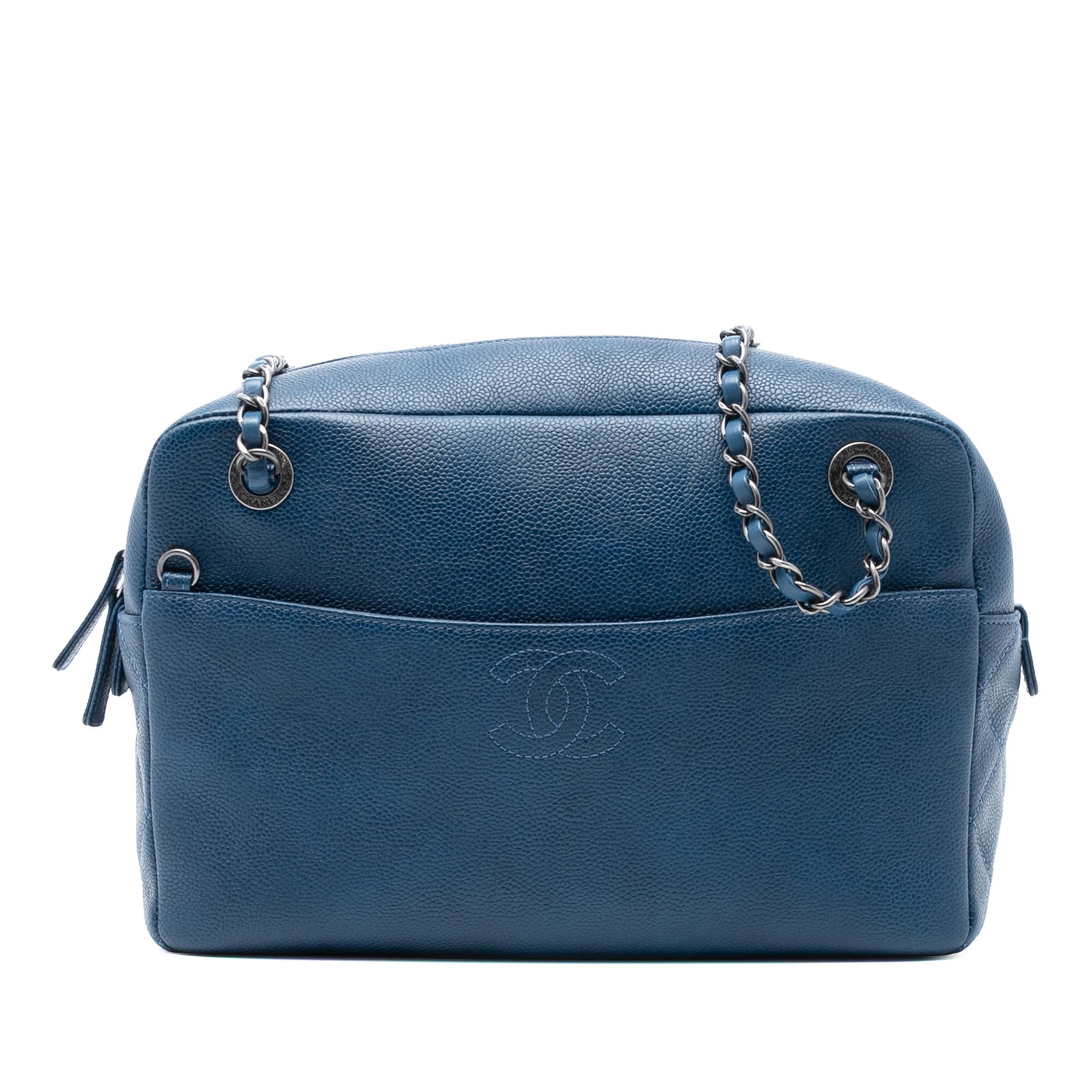 Chanel CC Caviar Leather Blue Camera Bag Italy (1 of 7)