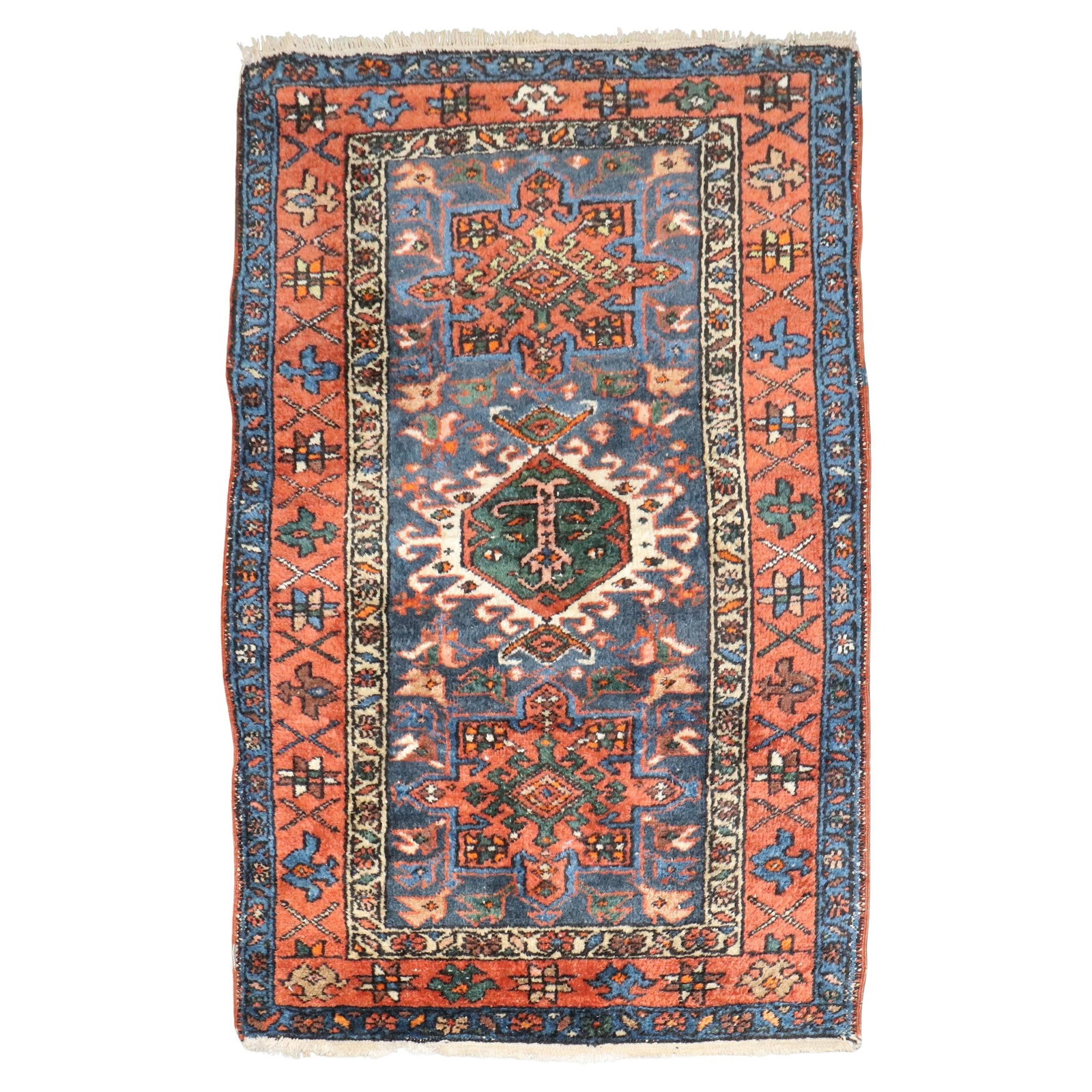 Antique Persian Heriz Karadja Hand-Knotted Wool Rug 3' x 4'7'' (1 of 9)