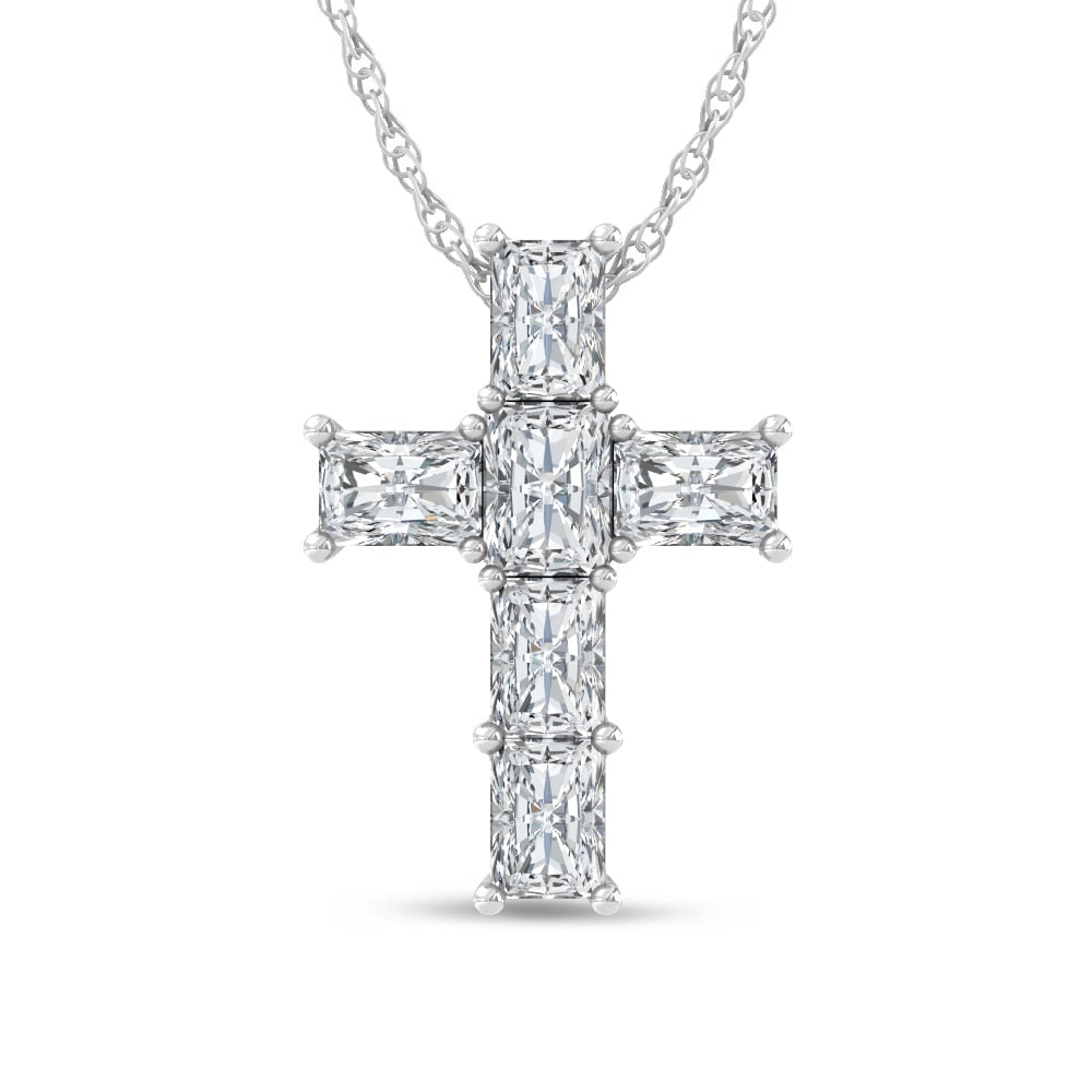14K White Gold Lab Grown Diamond 1 Ct.Tw. Cross Pendant (1 of 4)