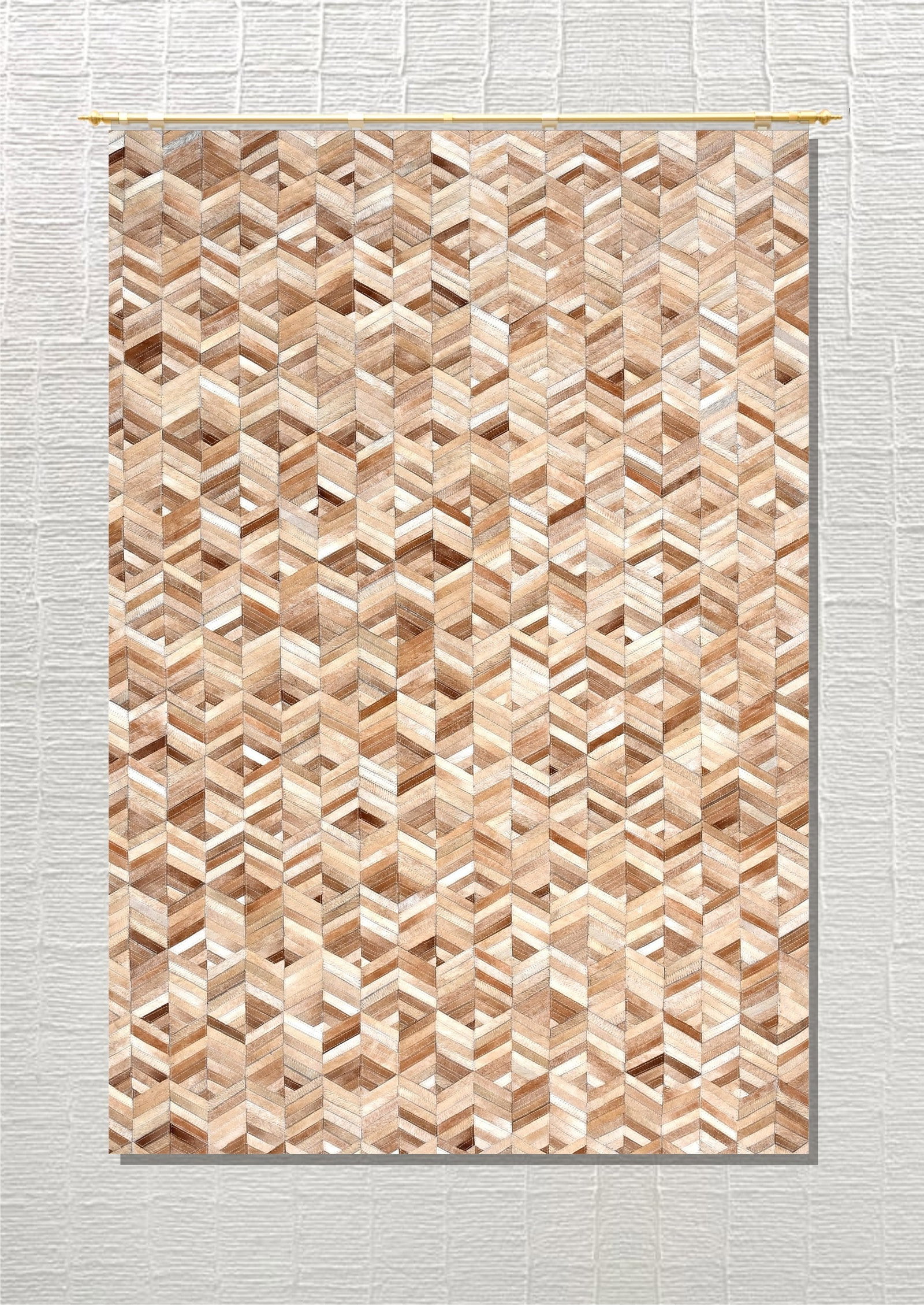 Handmade Moroccan Cowhide Leather Rug 3FTx5FT Arabesque Trellis Patchwork (1 of 1)