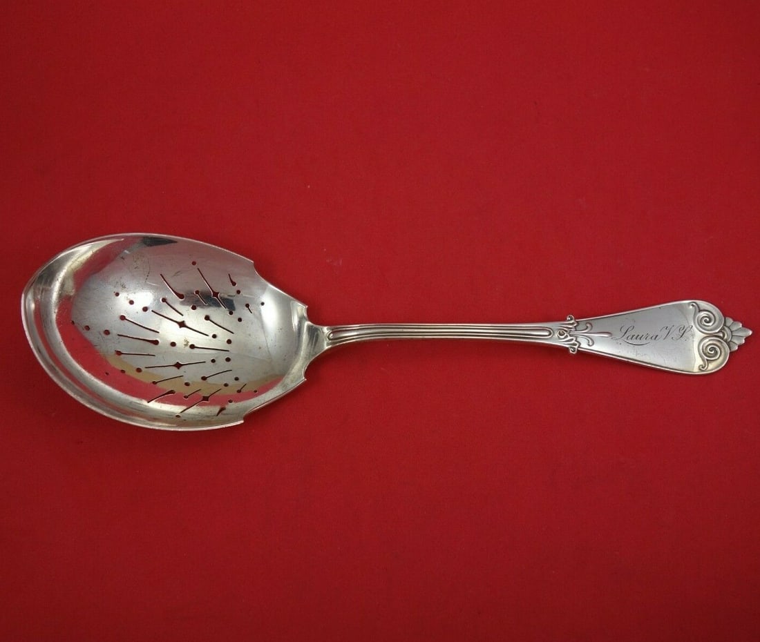 Tiffany & Co Beekman Sterling Silver Serving Spoon 9" Monogrammed: Tiffany & Co Beekman Sterling Silver Serving Spoon 9" Monogrammed This exquisite 9" serving spoon is part of the Beekman pattern by Tiffany & Co., crafted from high-quality sterling silver. Dating bac