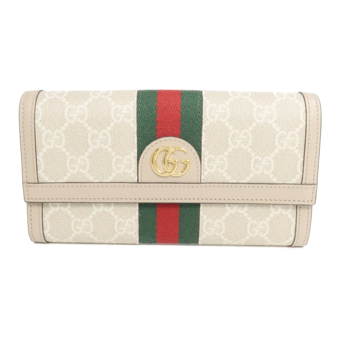 GUCCI Ophidia White Beige Continental Wallet with GG Motif and Gold Hardware (1 of 16)