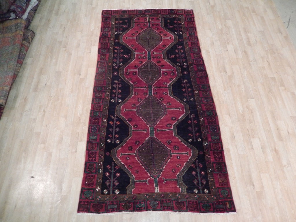 Handcrafted 4.9 x 9.4 Red Semi-Antique Persian Hamadan Runner - 2