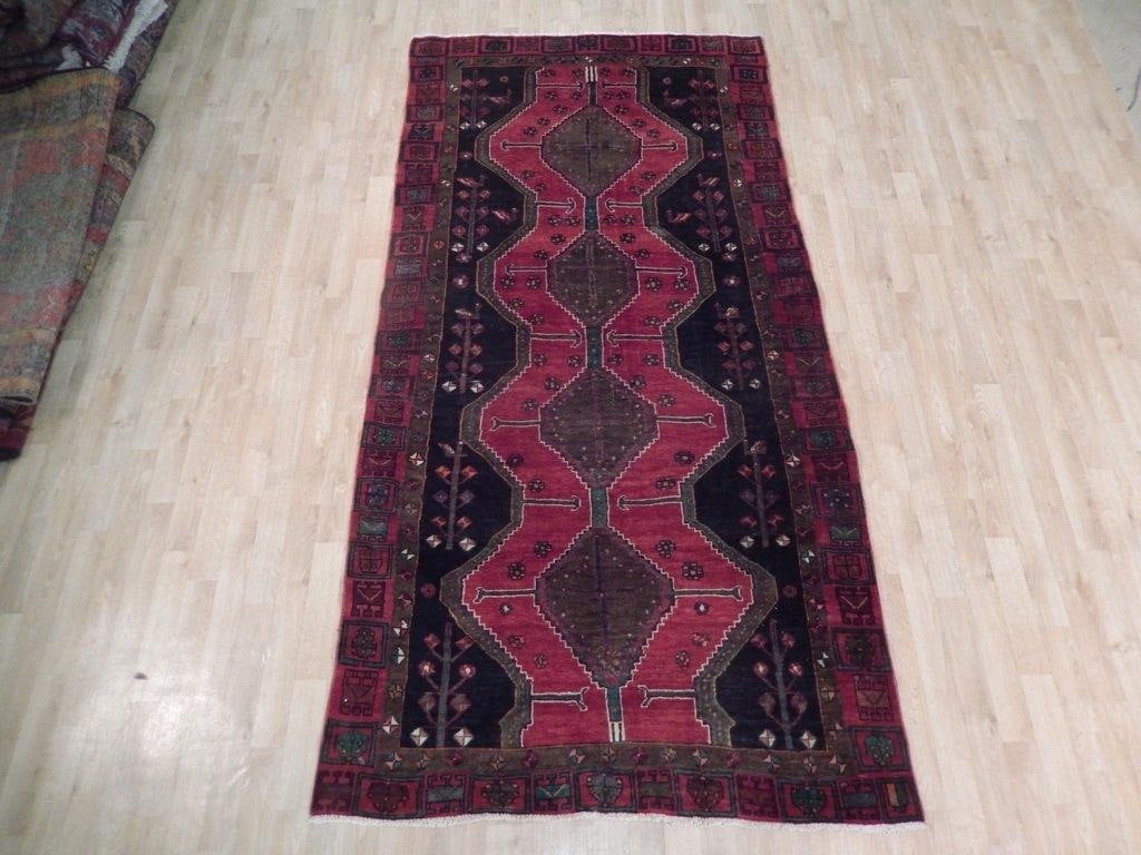 Handcrafted 4.9 x 9.4 Red Semi-Antique Persian Hamadan Runner - 3